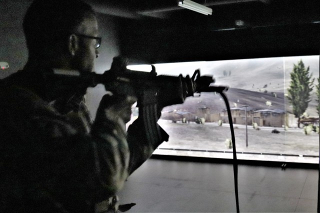 Fort McCoy Garrison Soldiers hold simulations training effort at Engagement Skills Trainer