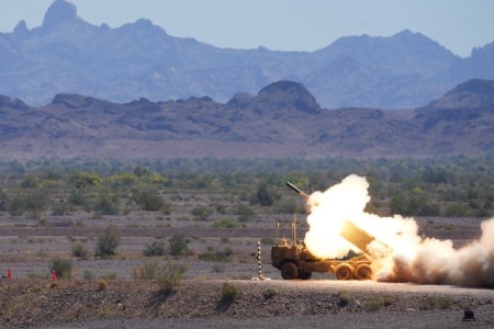 The U.S. Army Combat Capabilities Development Command Aviation & Missile Center and Ground Vehicle Systems Center&#39;s combined Autonomous Multi-domain Launcher team conducted a successful live fire of a Reduced Range Practice Rocket fired from the AML at Yuma Proving Ground in April.
