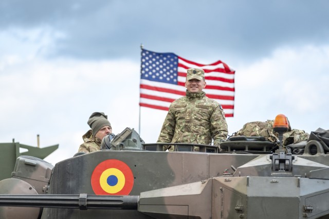 Air Defenders from Charlie Battery, 5th Battalion, 4th Air Defense Artillery Regiment, participate in a combined arms live-fire and radio rodeo for Saber Strike in Bemowo Piskie Training Area, Poland, in April 2024. Saber strikes one of the three sub-exercises that comprise DEFENDER 24.