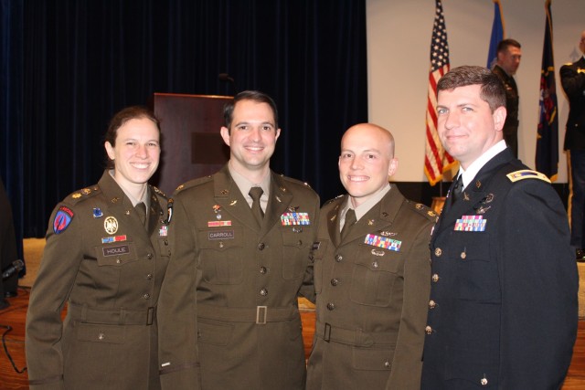 Redstone Test Center experimental test pilots Maj. Katherine Houle, Maj. Beau Carroll, Maj. Nick Thurston and Maj. Quinton Fenley graduated April 24 from the Command and General Staff School, Redstone Arsenal Satellite Campus.