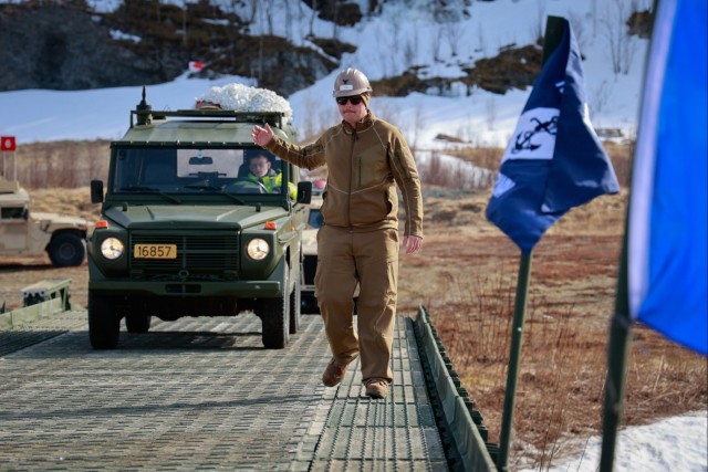 U.S. Navy Seabees join forces with the Army and Norway for bridge construction