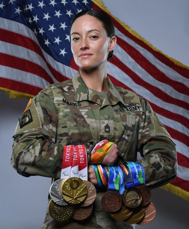 Sgt. 1st Class Elizabeth Marks a U.S. Paralympian and Army combat medic is the most decorated athlete in the World Class Athlete Program&#39;s history. She began swimming in 2011 at Brooks Army Medical Center, Fort Sam Houston, Texas. 