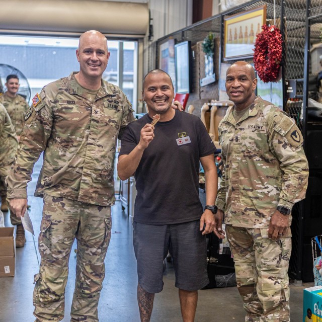 Volunteers for the Fort Knox American Red Cross Helping Hands Program are awarded commendation medals for their hours of service at Fort Knox, Kentucky, on May 7, 2024. The Garrison Command team visited the organization’s Warrior Warehouse...