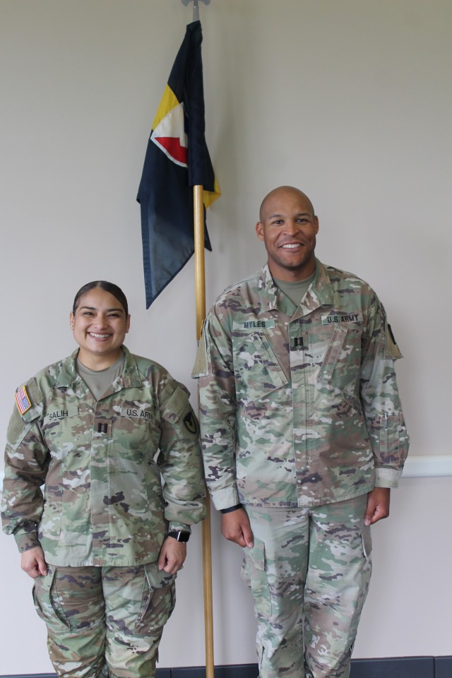 Capt. Maria Salih will succeed Capt. Jeremy Myles as commander of HHC AMCOM on May 31.