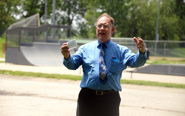 Environmental Division Chief Dale Cleland retells a story about Cody Clark being keen on moving to Fort Leavenworth, Kansas, as an 11-year-old boy when he learned the post had a skate park, only to discover it had been removed, during the...
