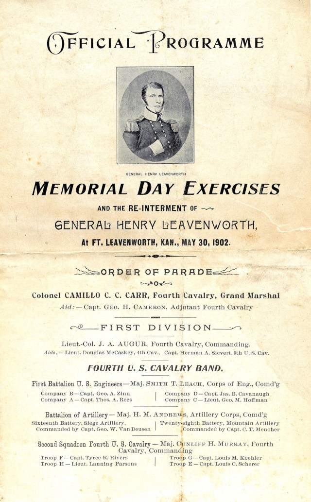 "Memorial Day Exercises” program, 1902. Frontier Army Museum collection CCN: 80202