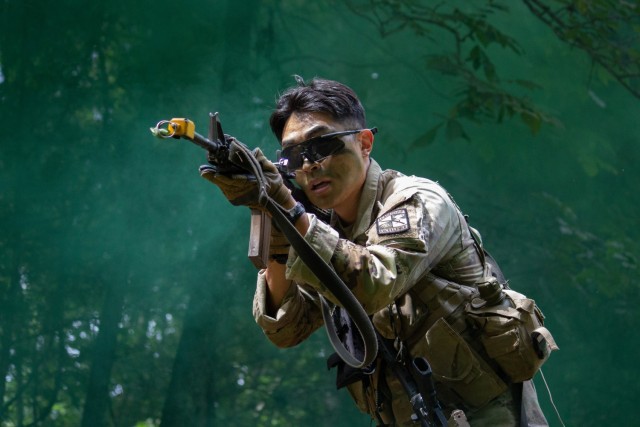 Cadets of 11th Regiment, Advanced Camp apply their leadership and tactics skills in Field Training Exercise (FTX) II: Grizzly during Cadet Summer Training at Fort Knox, Ky., August 12, 2022. Cadets are evaluated on their quick decision making...