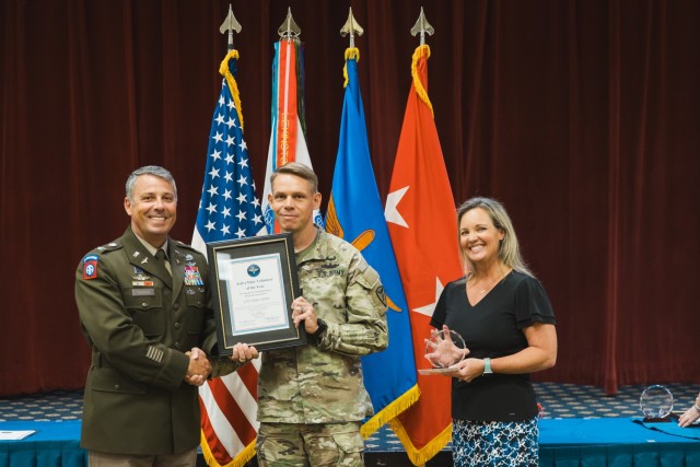 Capt. John Todd is awarded the Active-Duty Volunteer of the Year on May 31 at The Landing.
