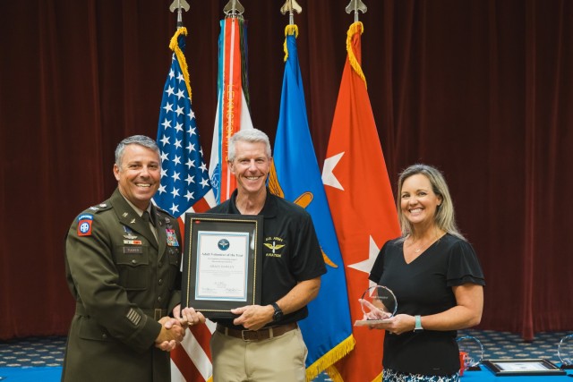 (Representative of) Grace Hawley is awarded Adult Volunteer of the Year on May 31 in The Landing.