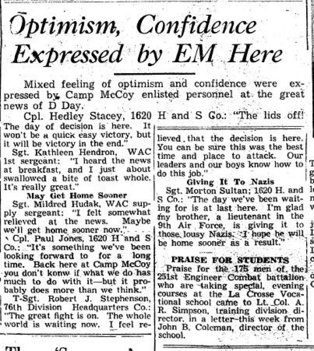 80th Anniversary of D-Day: ‘On to Paris’ was battle cry by those cheering start of invasion at Camp McCoy
