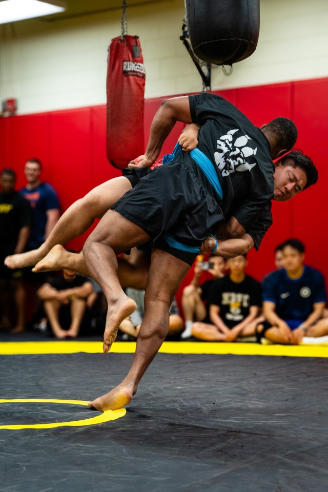 U.S. Army Soldiers from the Eighth Army Division participate in a Korean-style wrestling tournament as part of KATUSA Friendship Week in Camp Humphreys, Republic of Korea, June 13, 2024. KATUSA Friendship week is a yearly event honoring the...