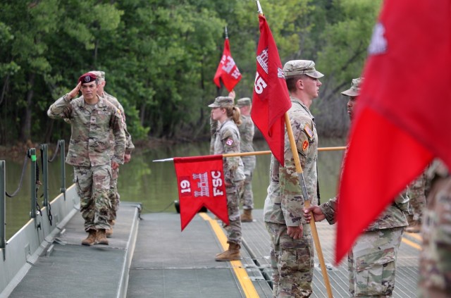 19th Engineers conduct change of command on Tobacco Leaf Lake bridging platform
