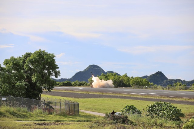 On June 16, 2024 3d Multi-Domain Task Force and 1-181 Field Artillery Regiment of the Tennessee National Guard employed the U.S. Army Autonomous Multi-Domain Launcher (AML) and two Precision Strike Missiles (PrSM) as part of the Valiant Shield 24 Combined Joint SINKEX. The AML and PrSMs engaged a maritime target alongside other joint assets during the SINKEX. The VS24 SINKEX is the first employment of both the AML and the PrSM outside of the U.S and is a significant milestone in the Army’s continuing development of long-range fires capabilities. 