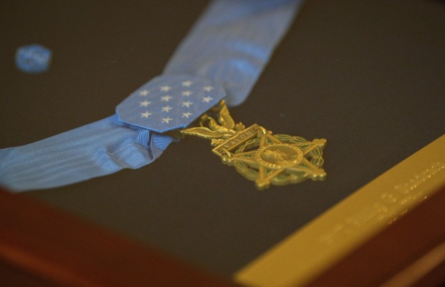 The Medal of Honor for U.S. Army Pvt. Philip G. Shadrach is on display at the White House in Washington, D.C., July 3, 2024. Shadrach was posthumously awarded the Medal of Honor for his acts of valor during the April 1862 &#34;Great Locomotive Chase&#34; in the Civil War.