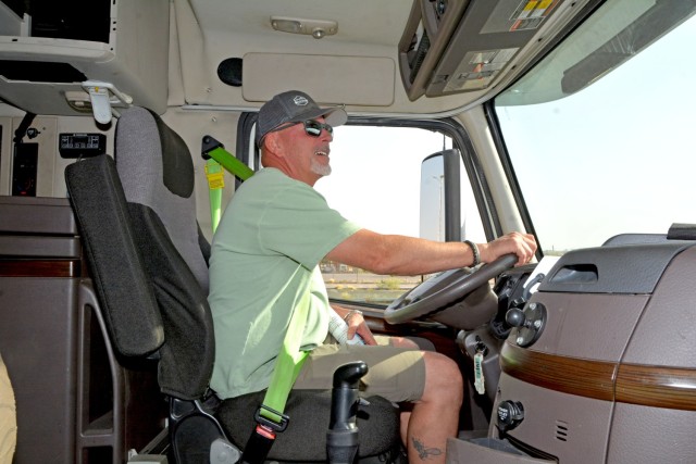 Commercial Driver’s License trainee practices for his upcoming test.