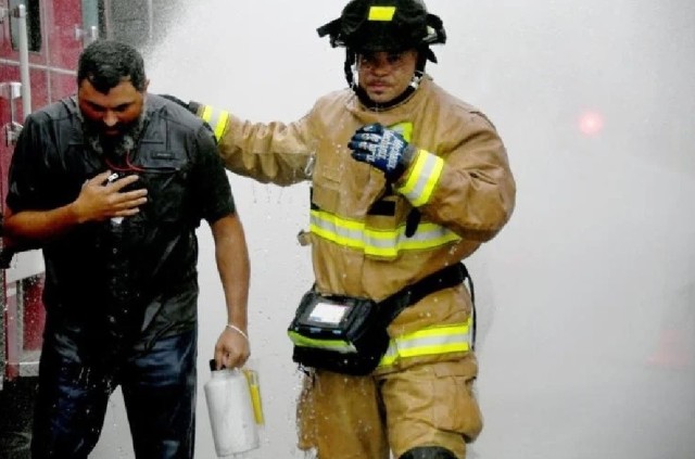 Emergency personnel and volunteers participate in the full-scale exercise Wednesday on Redstone Arsenal.