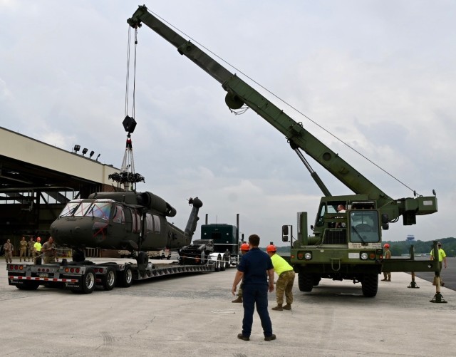 UH-60 Black Hawk Helicopter is transported to BEST Program