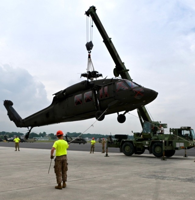 UH-60 Black Hawk Helicopter is transported to BEST Program
