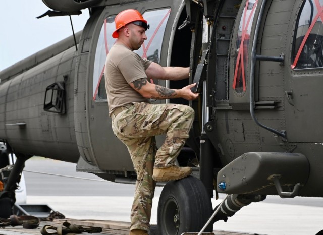 UH-60 Black Hawk Helicopter is transported to BEST Program