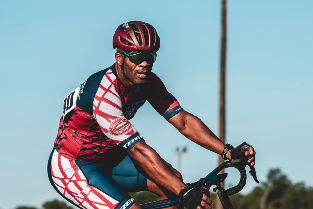 1st Sgt. Andre Value is an avid cyclist. He uses cycling to maintain his physical fitness.