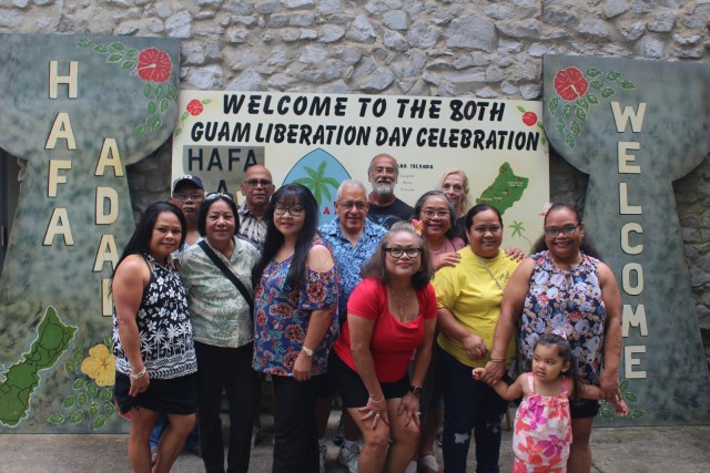 The Guam Huntsville Liberation Day Committee members gather at Saturday’s celebration at The Cliffs at Redstone. In the front row, from left, are Teresita Ungacta, Rita Fernandez, Rose DeWitt, Elsie Andrews, Norin Manglona, 2-year-old Frankie...