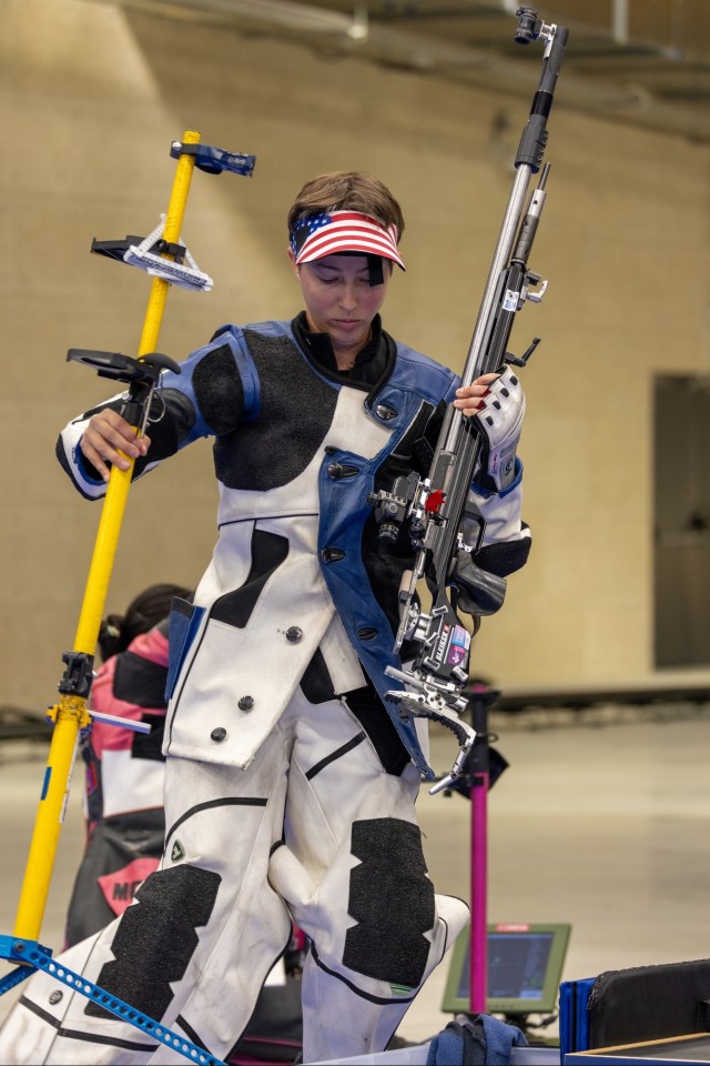 U.S. Army Sgt. Sagen Maddalena Silver medalist Women&#39;s 50m 3 position Rifle