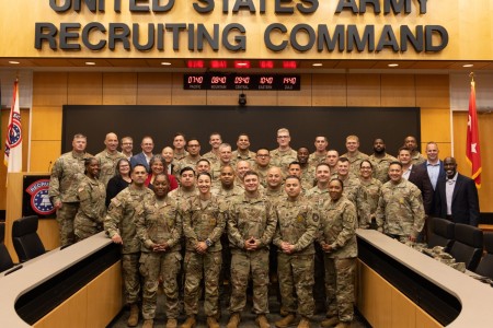 Twenty-five noncommissioned officers joined U.S. Army leaders and industry representatives here, Monday, for a historic signing that marked the next phase of the Army’s commitment to modernizing recruiting.