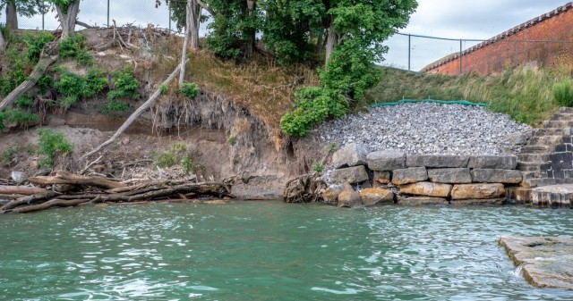 Erosion along the Lake Ontario shoreline at Old Fort Niagara