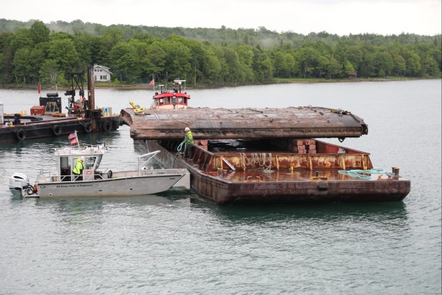 U.S. Army Corps of Engineers removes WWII era gates hidden in St. Marys River