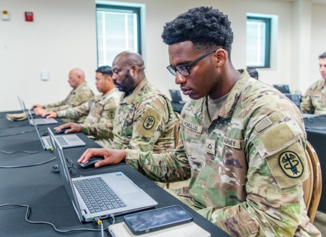 Soldiers participate in cognitive assessments at the newly opened Initial Entry Training Cognitive Monitoring Program Testing Facility at Fort Moore, Georgia, Aug. 26, 2024. The testing program aims to establish cognitive baselines and monitor...