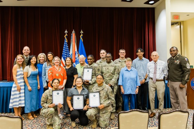 The Fort Novosel command team honored volunteers at the Quarterly Volunteer Recognition Ceremony at The Landing on Aug. 27, 2024.
