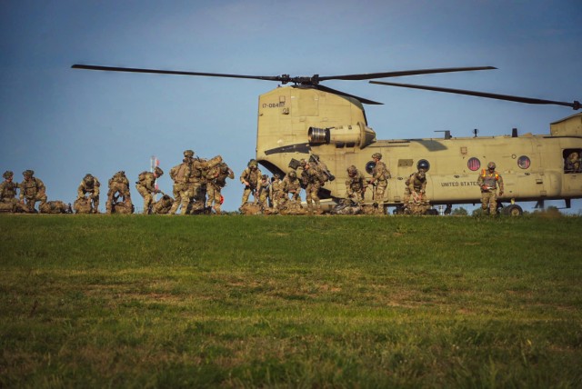 Soldiers assigned to the 101st Airborne Division (Air Assault) arrive in Tunica, Miss. Air Center to conduct forward arming and refueling point (FARP) operations on August 13, 2024. 
 (U.S. Army photo by Spc. Parris Kersey)