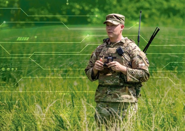 Soldier navigates using Dismounted Assured PNT system (DAPS)