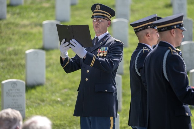 Memorial service with full military honors conducted for Chaplain (1st Lt.) George Fox at Arlington