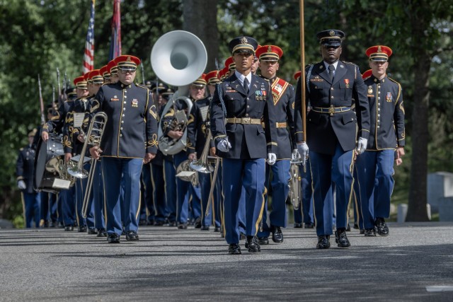Memorial service with full military honors conducted for Chaplain (1st Lt.) George Fox at Arlington