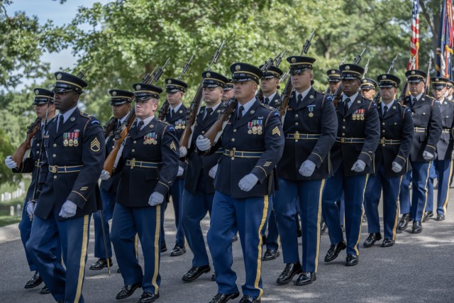 Memorial service with full military honors conducted for Chaplain (1st Lt.) George Fox at Arlington