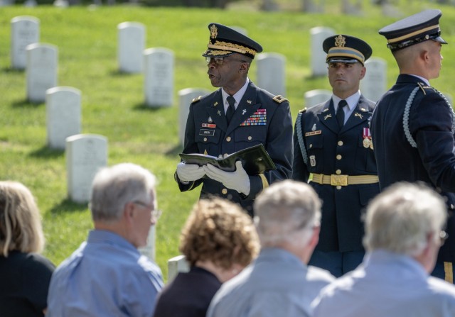 Memorial service with full military honors conducted for Chaplain (1st Lt.) George Fox at Arlington