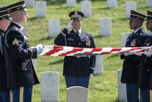 Memorial service with full military honors conducted for Chaplain (1st Lt.) George Fox at Arlington