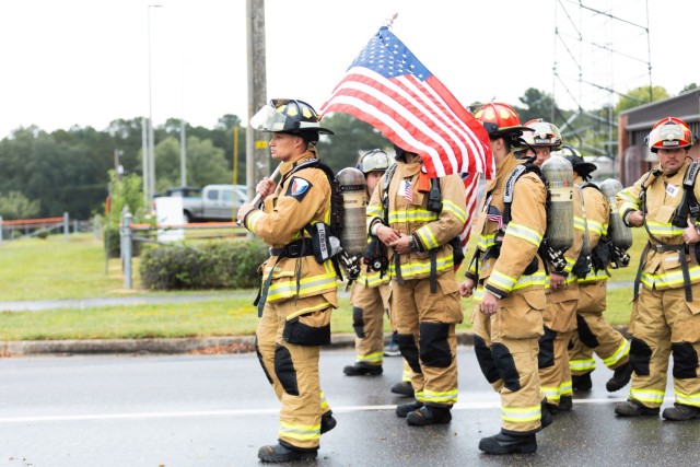 The Fort Novosel Directorate of Public Safety conducts a 9/11 Movin Tribute Wednesday, Sept 11. After a brief ceremony, participants walk 2.33 miles to honor Stephen Siller, an off-duty New York City firefighter, who gave his life while serving...