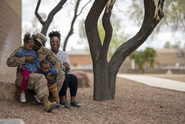 Master Sergeant Pierre Dover and his family pose for a photo April 4, 2022, at Holloman Air Force Base, New Mexico. April is Month of the Military Child, which honors the service and sacrifices of children of military parents. The Department of Defense...