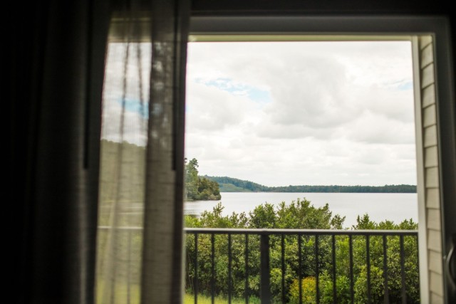 Lake Tholocco is seen through the balcony of a new room at The Lake Lodge Sept. 16, 2024.