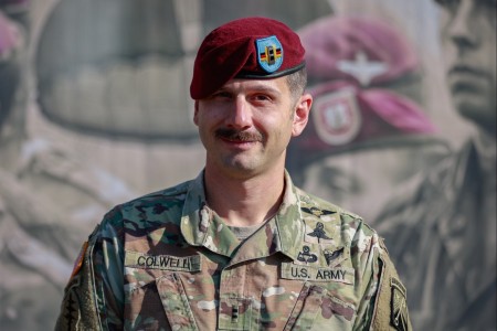 U.S. Army Chief Warrant Officer 2 Dustin Colwell, airdrop systems technician, 16th Sustainment Brigade, poses for a photo at Oranjekazerne, Arnhem, Netherlands, on September 17, 2024. Colwell was selected to be highlighted during Falcon Leap 24 by...