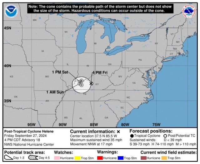 NOAA Forecast Cone as of Sept. 27.