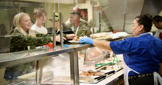 Gold Star Family Day: Fort Irwin welcomes regional Families for a day of remembrance 28 September, 2024. Family members enjoy lunch in the Coyote Cafe Dining Facility with current active duty Soldiers.