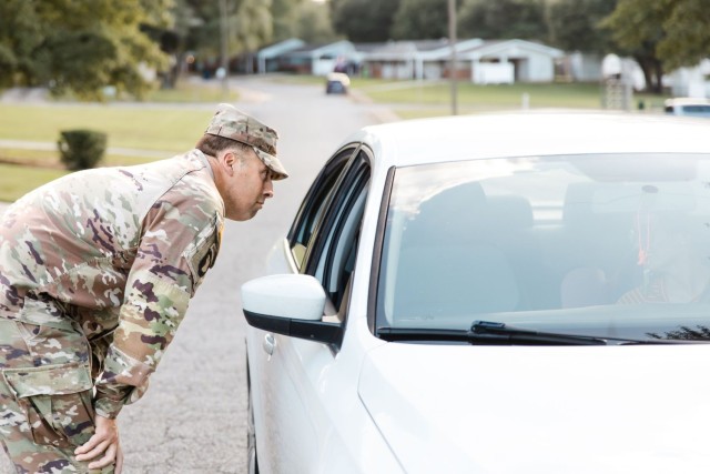 Maj. Gen. Clair A. Gill, U.S. Army Aviation Center of Excellence and Fort Novosel commander, conducts a walking town hall in Allen Heights neighborhood Oct. 2.