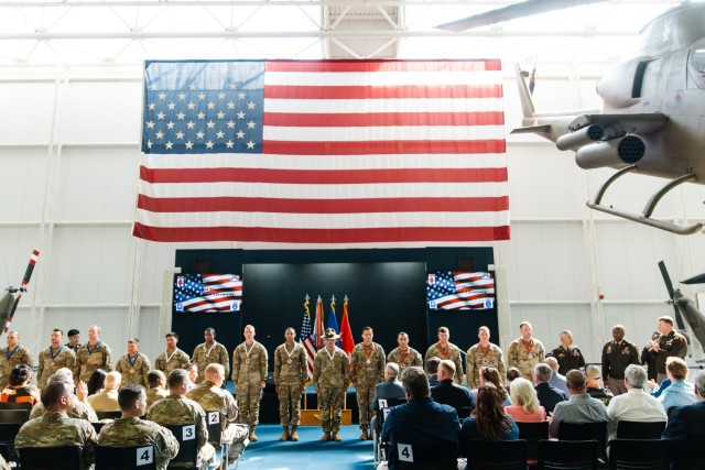The top 3 teams from the Iron Squad Event are awarded medals for their achievements during the 31st anniversary of the Battle of Mogadishu inside the Army Aviation Museum on Fort Novosel Oct. 3., 2024.