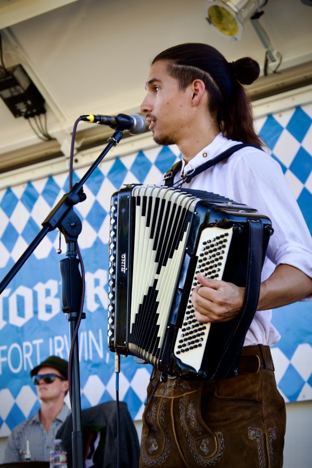 Fort Irwin Celebrates Oktoberfest 2024, The Hammerstein Band accordion player deliverers an energising performance 28 September.
