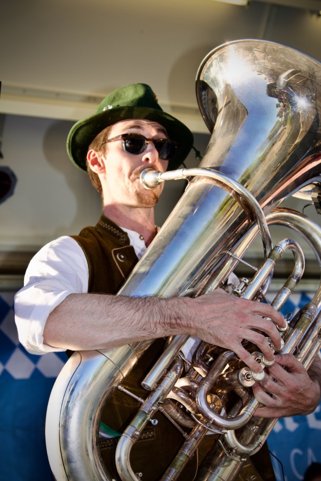 Fort Irwin Celebrates Oktoberfest 2024, The Hammerstein Band tuba player deliverers an energising performance 28 September.