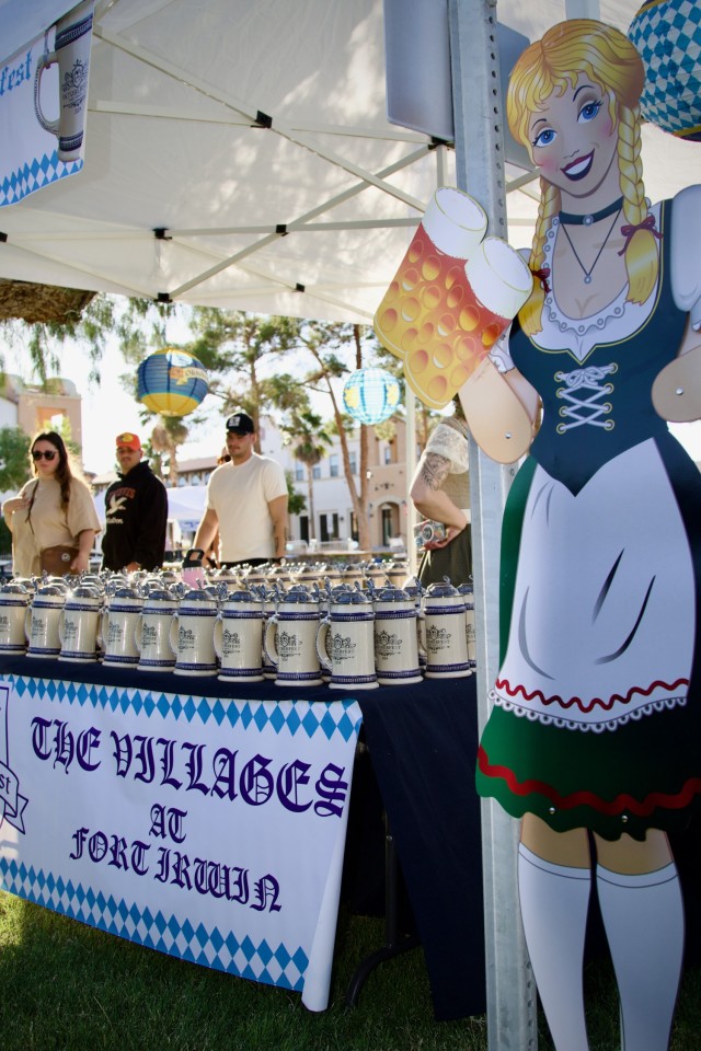 Fort Irwin Celebrates Oktoberfest 2024, a table of the official &#34;Steins&#34;  prior to the festival opening 28 September.