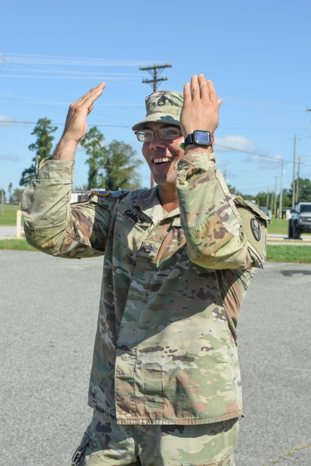 U.S. Army Staff Sgt. Kevin Garcia distributes water and supplies in Gaffney, South Carolina